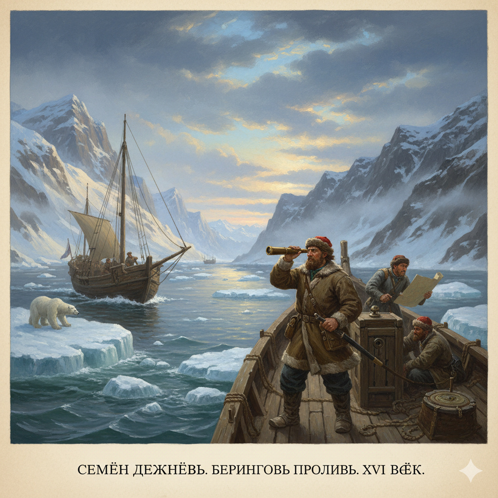 Семён Дежнёв на берегу Беренгова пролива